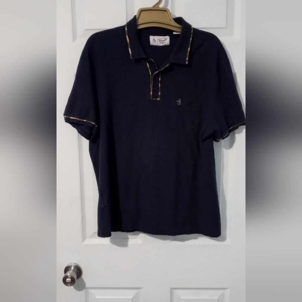 Original Penguin Dark Blue Polo with Gold Details